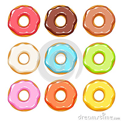 Colorful donuts icons set. Sweet bakery vector. Vector Illustration