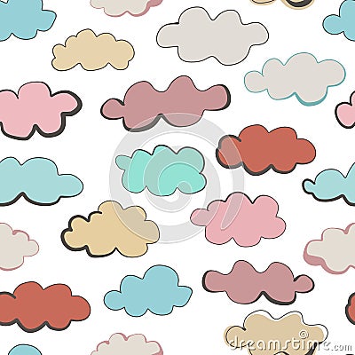Colorful doodle pastel colorful fabric design pattern Vector Illustration