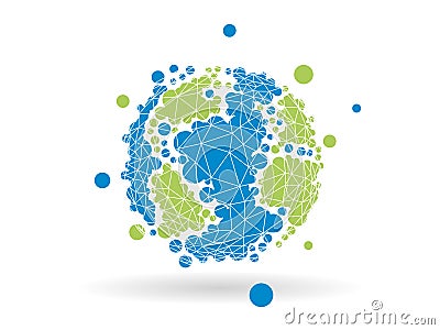 Colorful dotted geometric earth globe sphere business graphic isolated on light white background Vector Illustration