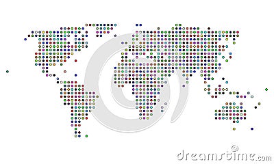 Colorful dotted world map Vector Illustration