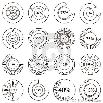 Colorful download icons set, outline style Vector Illustration