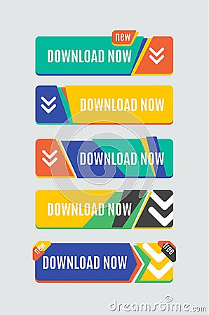 Colorful download web button. Modern flat design Vector Illustration