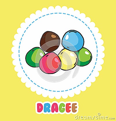 Colorful dragee on white background. Icon of sweets Vector Illustration