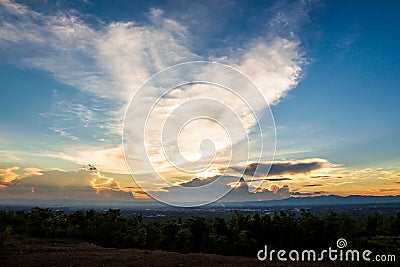 .colorful dramatic sky with cloud at sunset Stock Photo