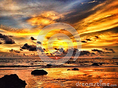 Colorful dramatic sunset Stock Photo