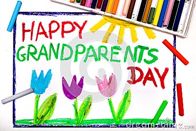 Drawing: Grandparents Day card Stock Photo