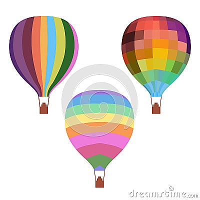 Colorful Drawing Hot Air Balloons Set Vector Illustration