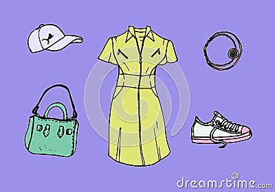 Colorful drawing of look book trendy collection of summer 2017 Vector Illustration