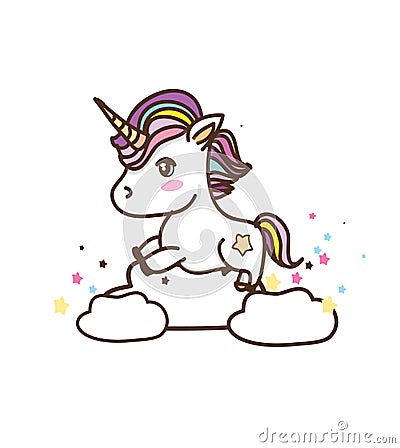 Colorful drawing with unicorns Vector Illustration