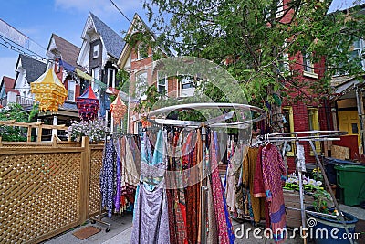 Colorful dresses for sale in the Kensington Market area Stock Photo