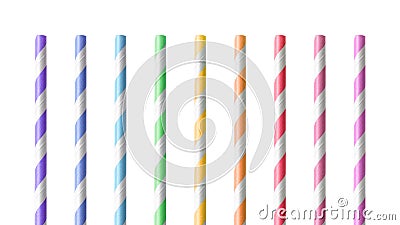 Colorful drinking Straws isolated on white background. Drink tube made from paper material. Clipping path Stock Photo