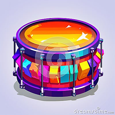 Colorful Drum With Blocks: Highly Detailed Craftcore Illustration Stock Photo