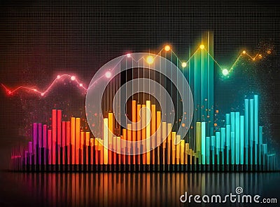 Dynamic business or technology graph. AI generated. Stock Photo