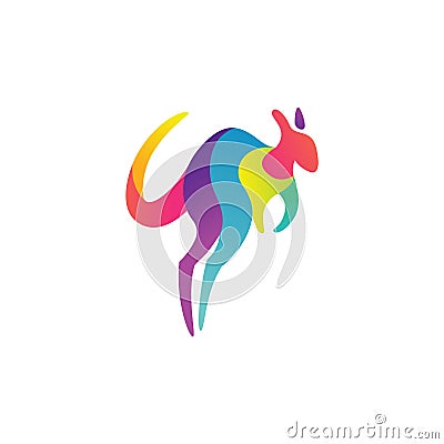 Colorful and dynamic Kangaroo logo design template, very modern feel and style Vector Illustration