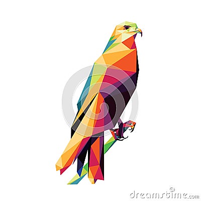 Colorful Eagle Polygon low poly. Silhouette of Eagle Vector Icon. Eagle colorful logo. Colorful abstract Icon Vector Illustration
