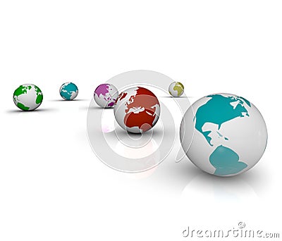 Colorful Earths on White Background Stock Photo