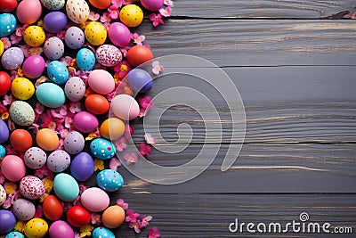 Colorful Easter Background with Copyspace for Personalized Text, featuring Decorative Eggs Stock Photo