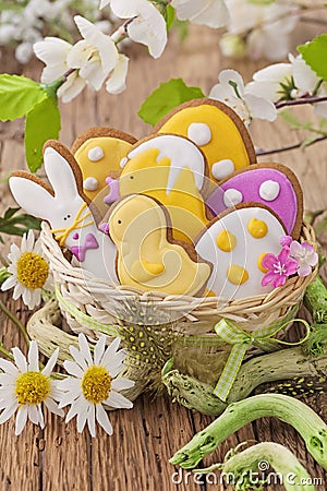 Colorful easter cookies Stock Photo