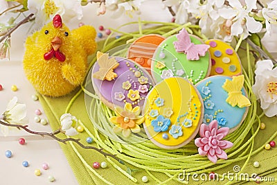 Colorful easter cookies Stock Photo