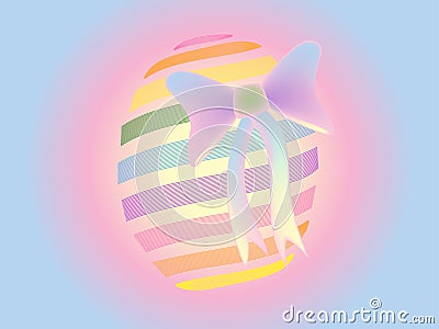 Colorful Easter egg with bow background Vector Illustration