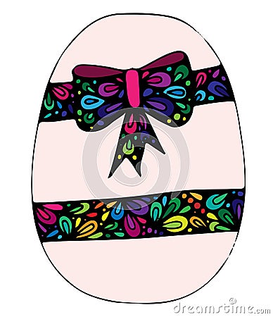 Colorful Easter egg with greeting ribbon Vector Illustration