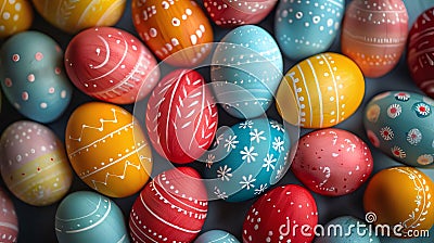 Colorful easter eggs background, 3d render. Happy Easter Stock Photo