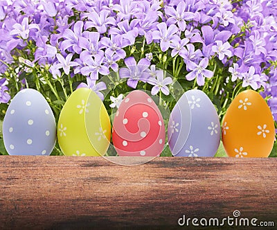 Colorful easter eggs on nature background Stock Photo
