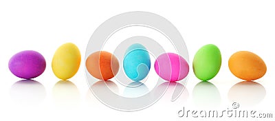 Colorful Easter eggs in a row Stock Photo