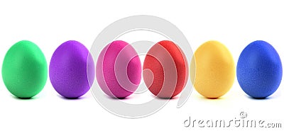 Colorful Easter eggs in a row Stock Photo