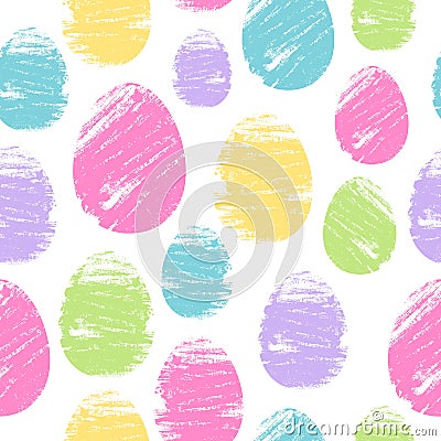 Colorful easter eggs seamless background. Brush strokes design vector illustration pattern. Vector Illustration