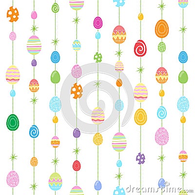 Colorful Easter eggs seamless pattern. Vector Illustration