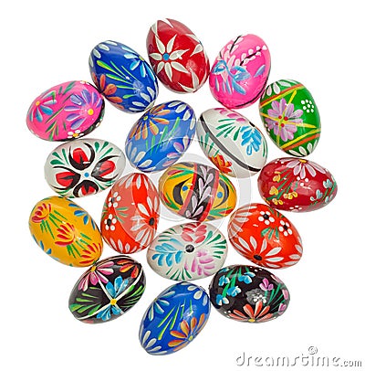 Colorful Easter Eggs on white Stock Photo