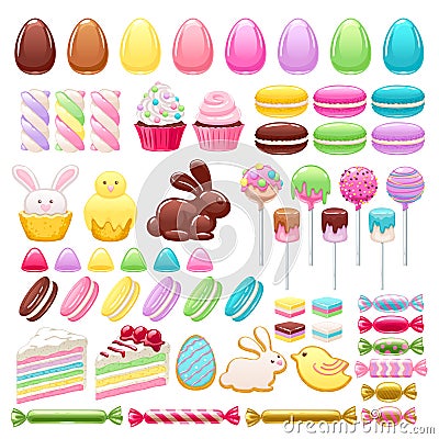 Colorful easter icons set vector illustration. Vector Illustration