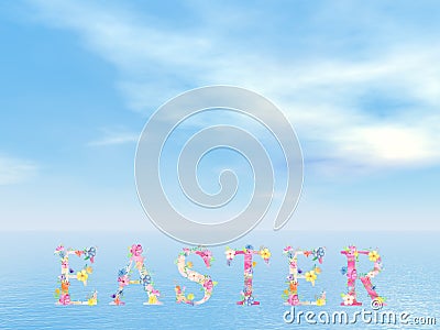 Colorful Easter text word by beautiful day - 3D render Stock Photo