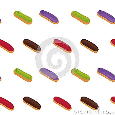 Colorful eclairs pattern Vector Illustration