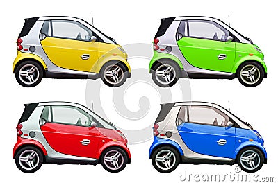 Colorful eco friendly smart cars isolated Stock Photo