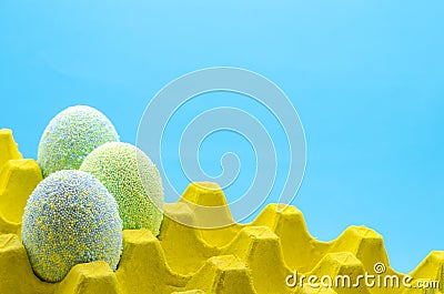 Colorful eggs decorate with Ice cream sprinkle powder for Easter day Stock Photo