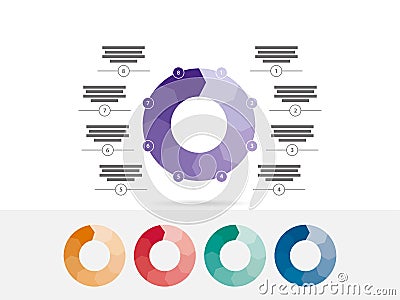 Colorful eight sided puzzle presentation infographic diagram chart vector Vector Illustration