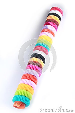 Colorful elastic hair band on isolated white background. Stock Photo