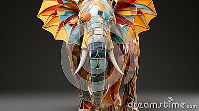 A colorful elephant statue with tusks Stock Photo