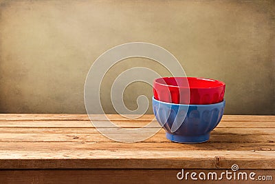 Colorful empty bowls Stock Photo