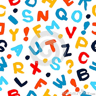 Colorful English alphabet seamless pattern background. Back to school concept Vector Illustration