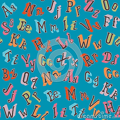 Colorful english alphabet seamless pattern Vector Illustration