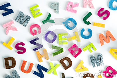 A colorful ENGLISH alphabet on white background ,English language learning concept Stock Photo