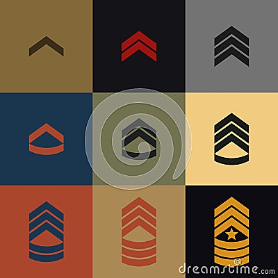 Colorful enlisted ranks insignia vector high quality seamless pattern background Vector Illustration