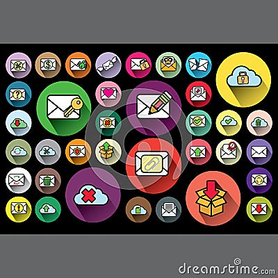 Colorful envelope icons in color circle Vector Illustration