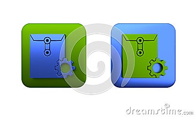 Colorful Envelope setting icon isolated on white background. Square button. 3D render illustration Cartoon Illustration