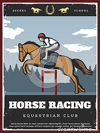 Colorful Equestrian Sport Poster Vector Illustration