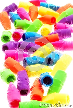 Colorful erasers Stock Photo