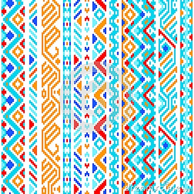 Colorful ethnic geometric aztec seamless pattern Vector Illustration